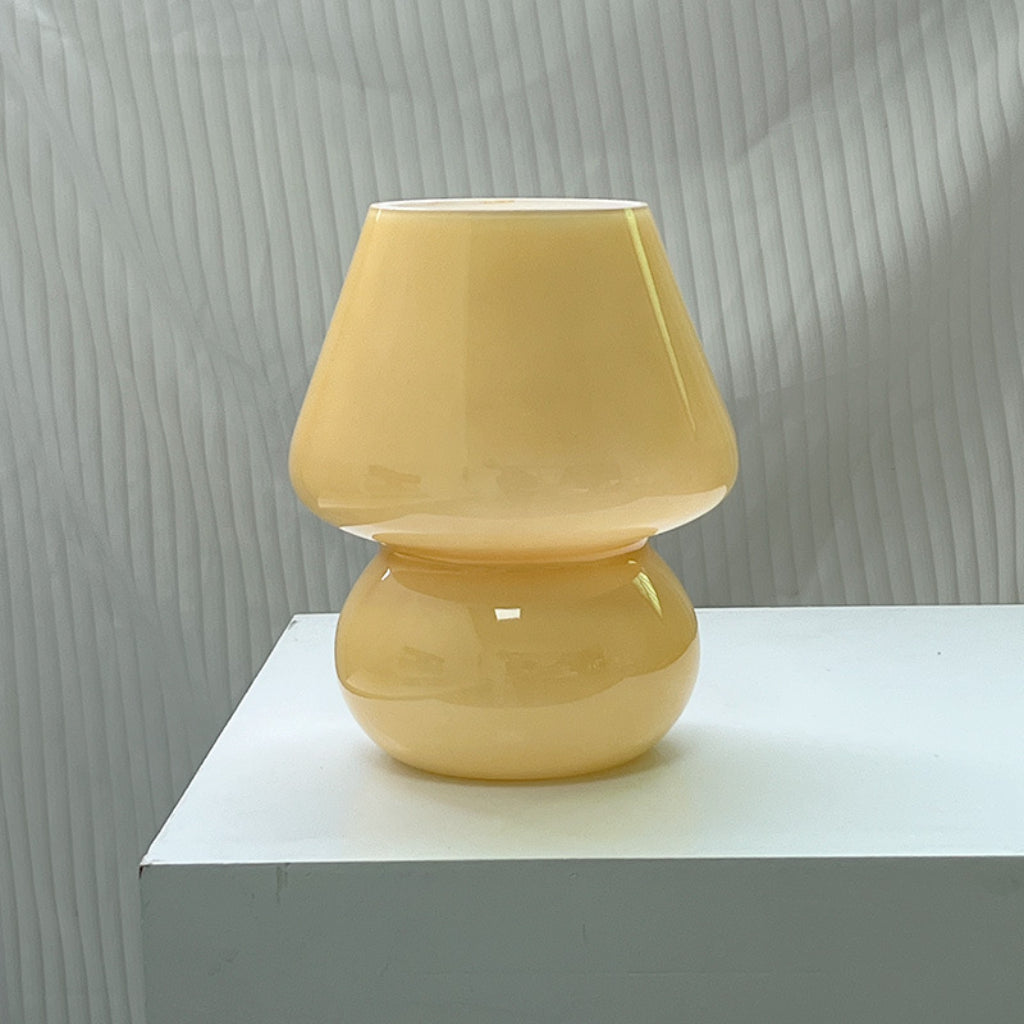 Vintage Glass Mushroom Table Lamp with USB Dimming for Bedroom Bedside and Living Room Velumoza