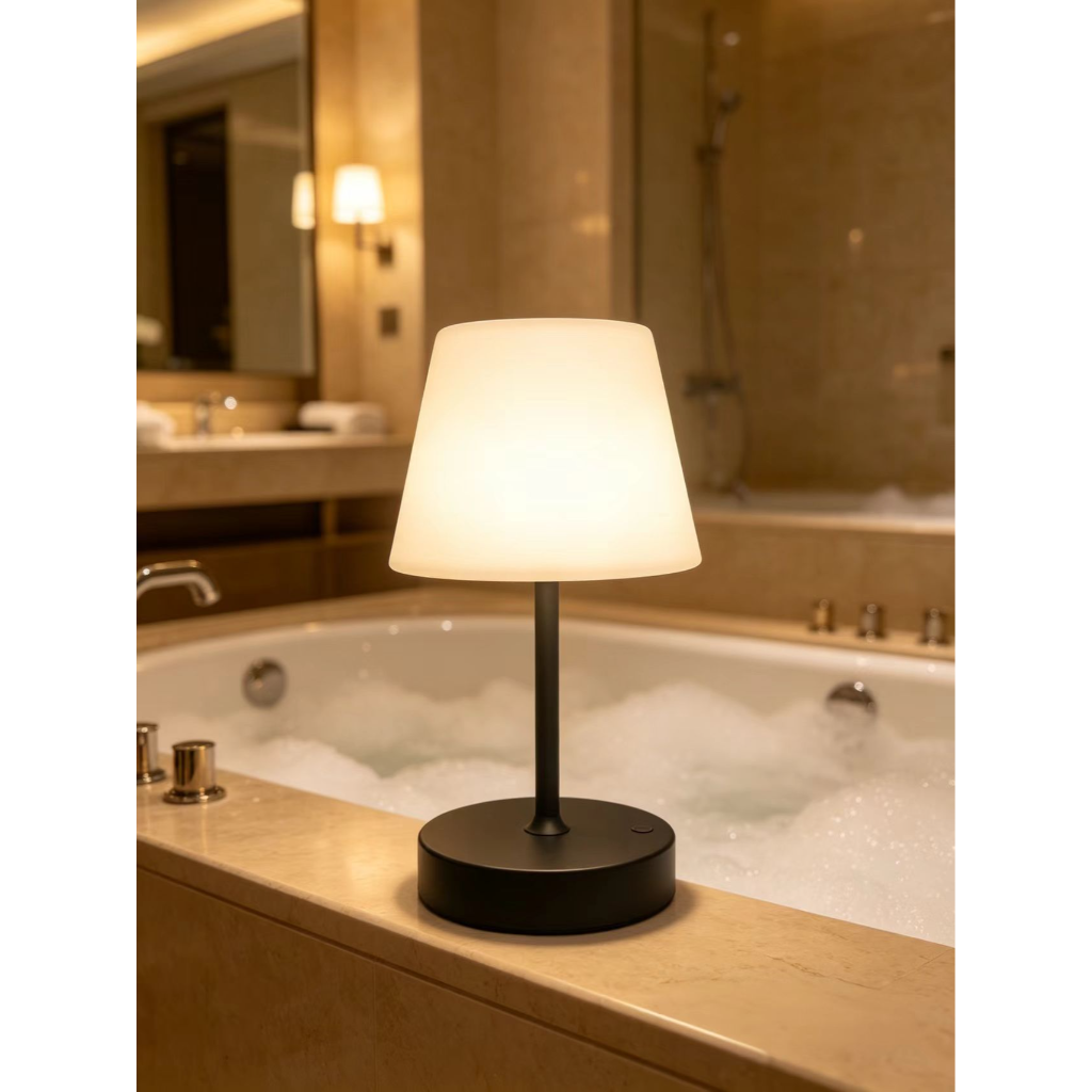 Rechargeable Touch Bedside Table Lamp – 3600mAh Battery, 3-Color Dimming & Wood Grain Base Velumoza