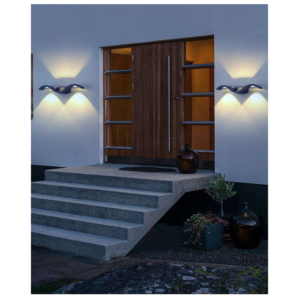 Modern Seagull 9W LED Outdoor Wall Sconce – Waterproof Aluminum Up & Down Wall Light, 3000K Warm White, 110V Velumoza