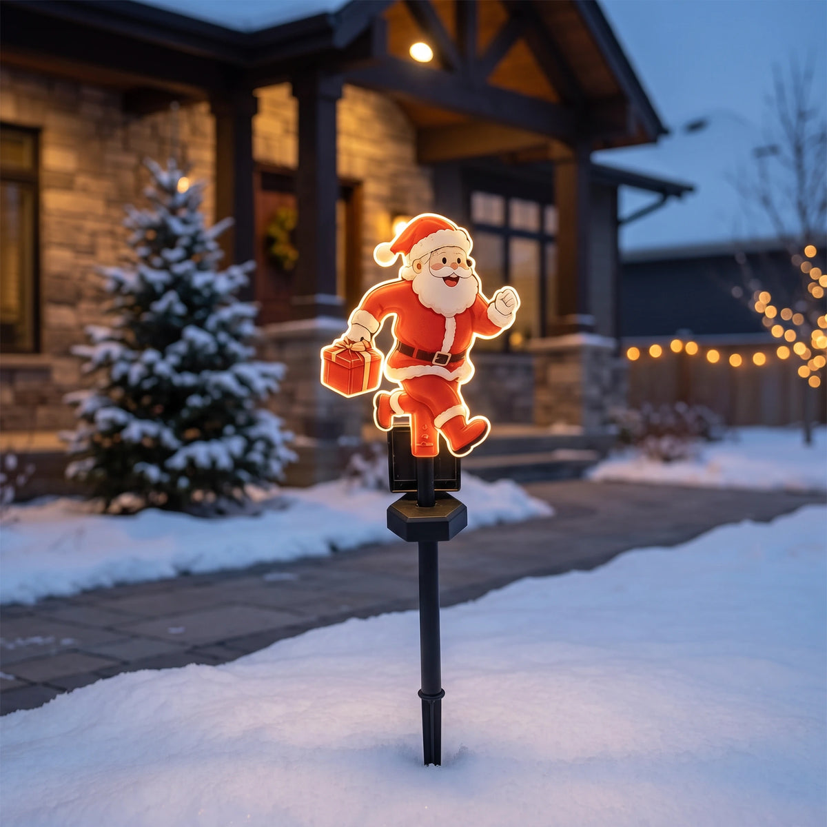 Outdoor Lights Christmas Santa Claus Stake, Solar Powered, IP44 - Warm Light Santa Claus