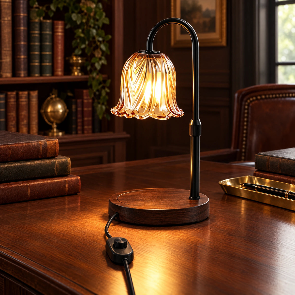 Lily of the Valley Candle Warmer Lamp - Black, Stepless Dimmer