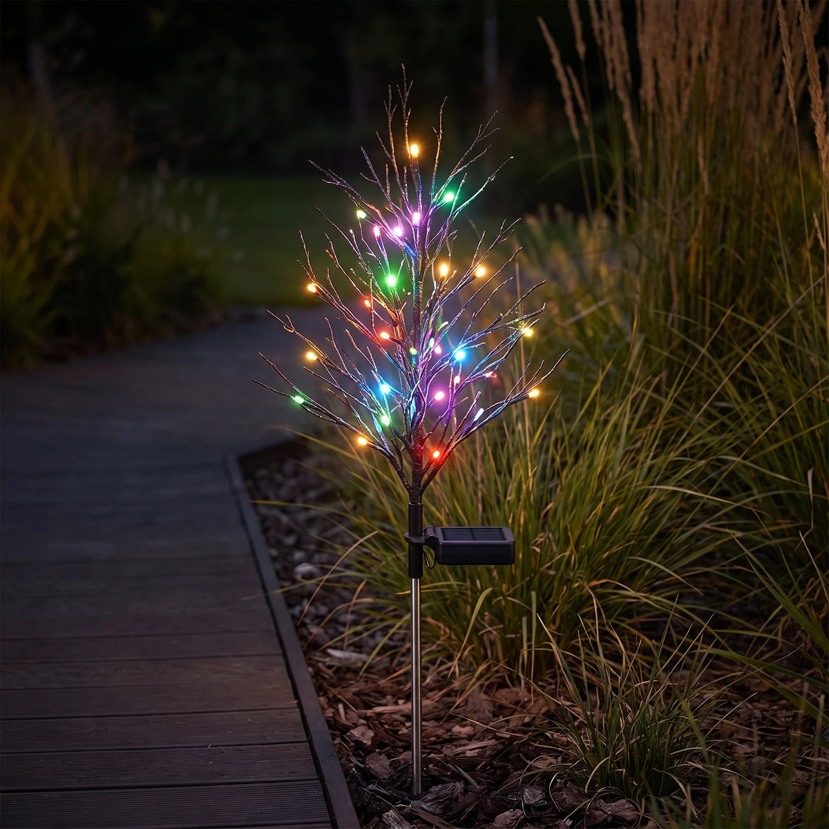 Solar Christmas Lights Tree Stakes, Stainless Steel — Cypress tree lights
