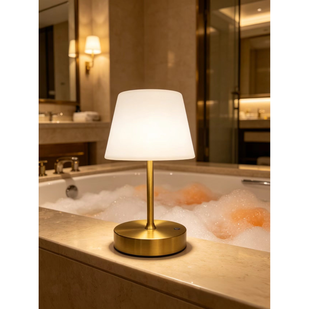 Rechargeable Touch Bedside Table Lamp – 3600mAh Battery, 3-Color Dimming & Wood Grain Base Velumoza