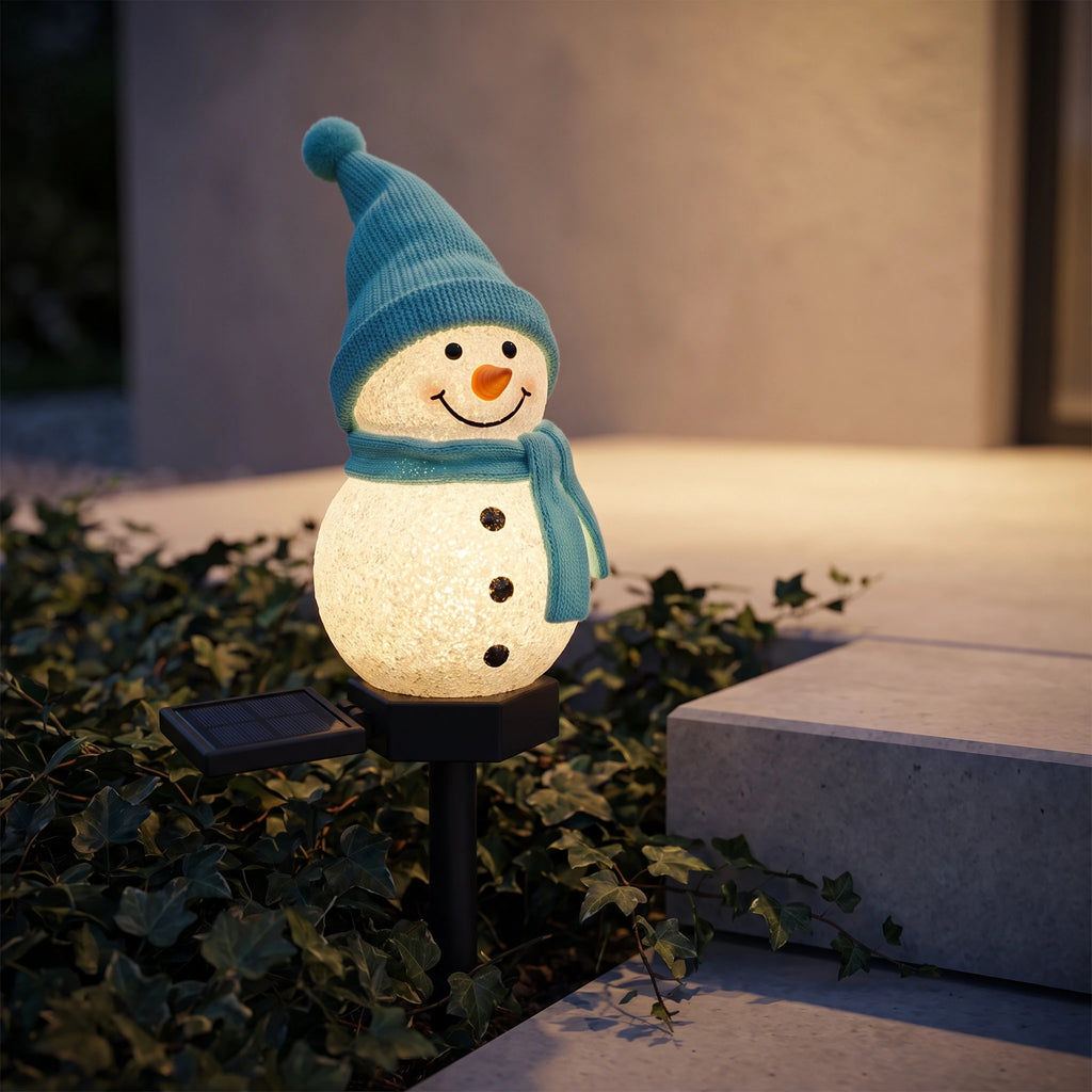 Solar Lights Christmas Snowman Ground Lamp - Blue