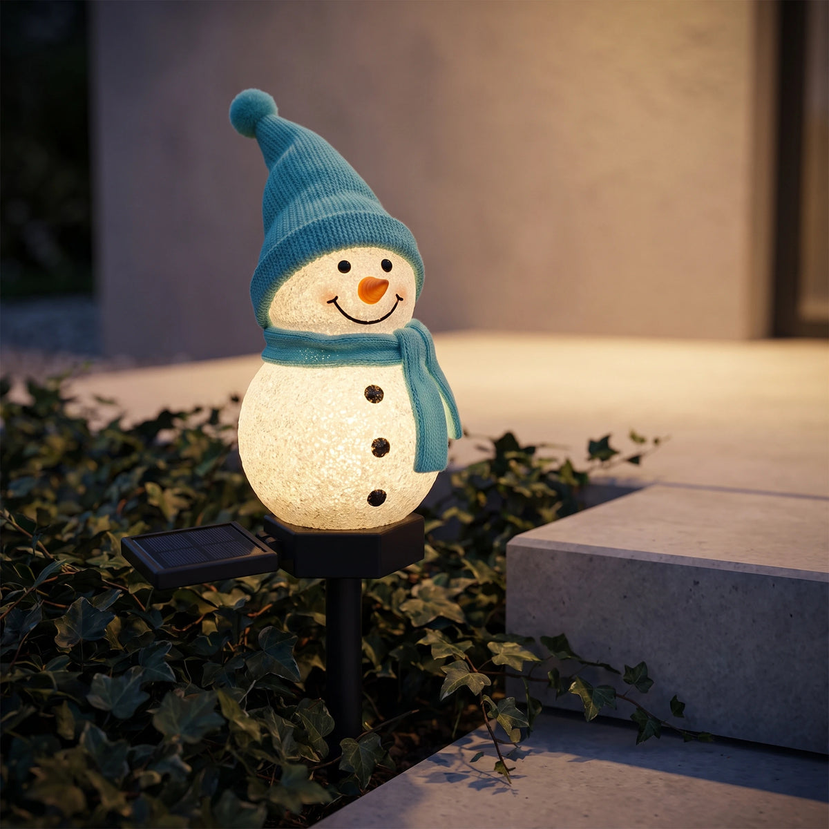Solar Lights Christmas Snowman Ground Lamp - Blue
