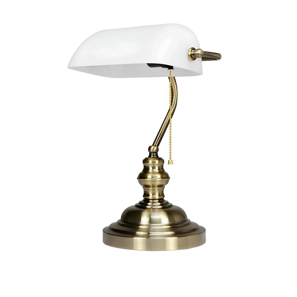 Antique American Retro Bank DeskLamp with Green - Vintage Decorative Office Lighting Velumoza