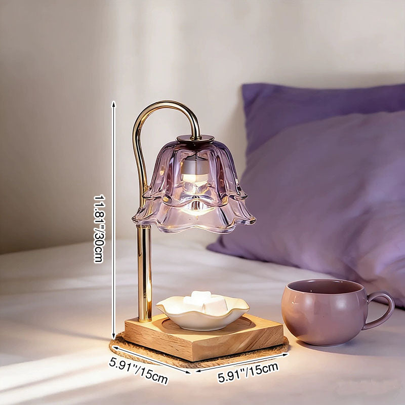Creative Lily of the Valley Wax Melt Lamp | Oak Wood Aromatherapy Candle Warmer