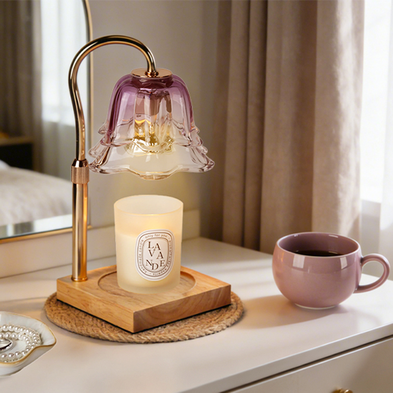 Creative Lily of the Valley Wax Melt Lamp | Oak Wood Aromatherapy Candle Warmer