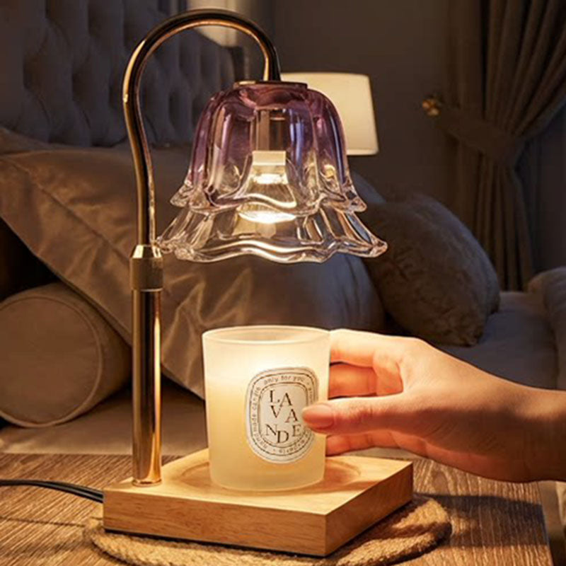 Creative Lily of the Valley Wax Melt Lamp | Oak Wood Aromatherapy Candle Warmer