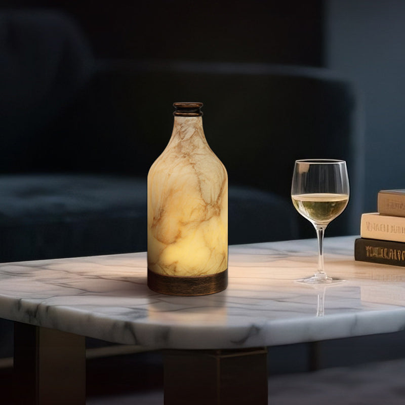 Modern Natural Alabaster LED Table Lamp – USB Powered Touch Control, Warm White 3000K