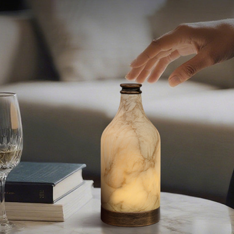 Modern Natural Alabaster LED Table Lamp – USB Powered Touch Control, Warm White 3000K