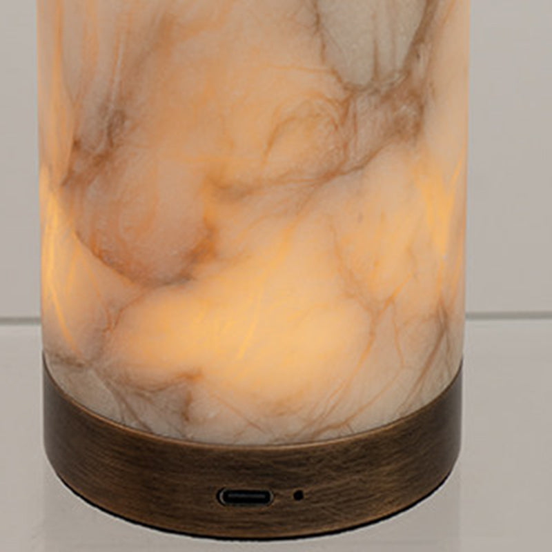 Modern Natural Alabaster LED Table Lamp – USB Powered Touch Control, Warm White 3000K