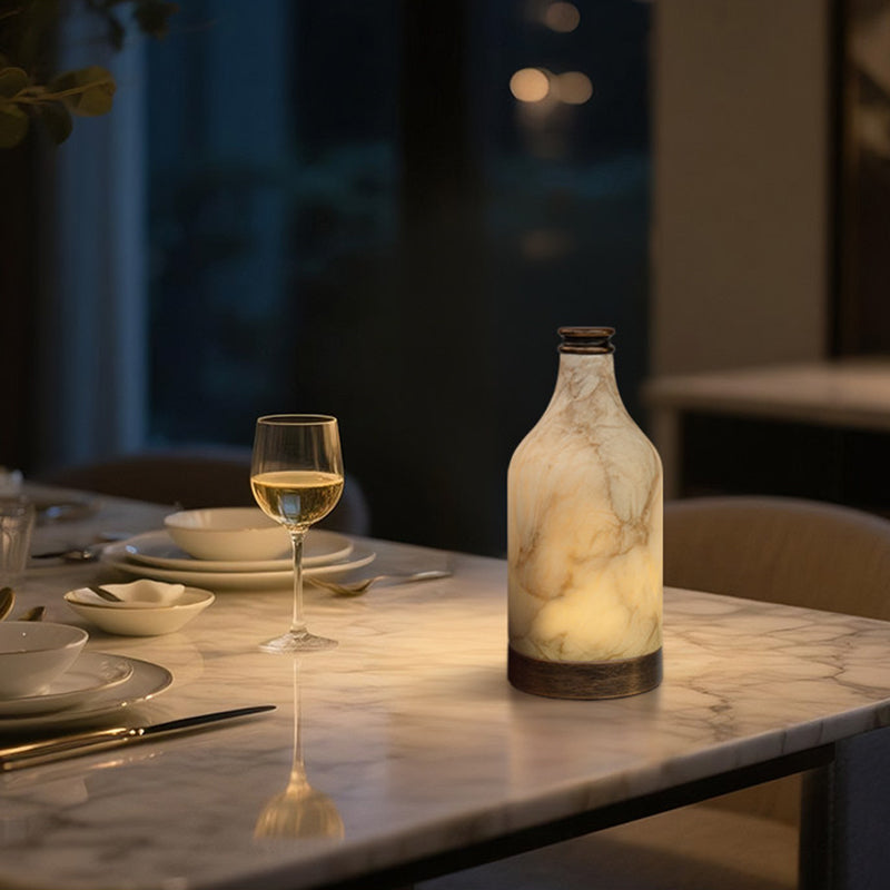 Modern Natural Alabaster LED Table Lamp – USB Powered Touch Control, Warm White 3000K