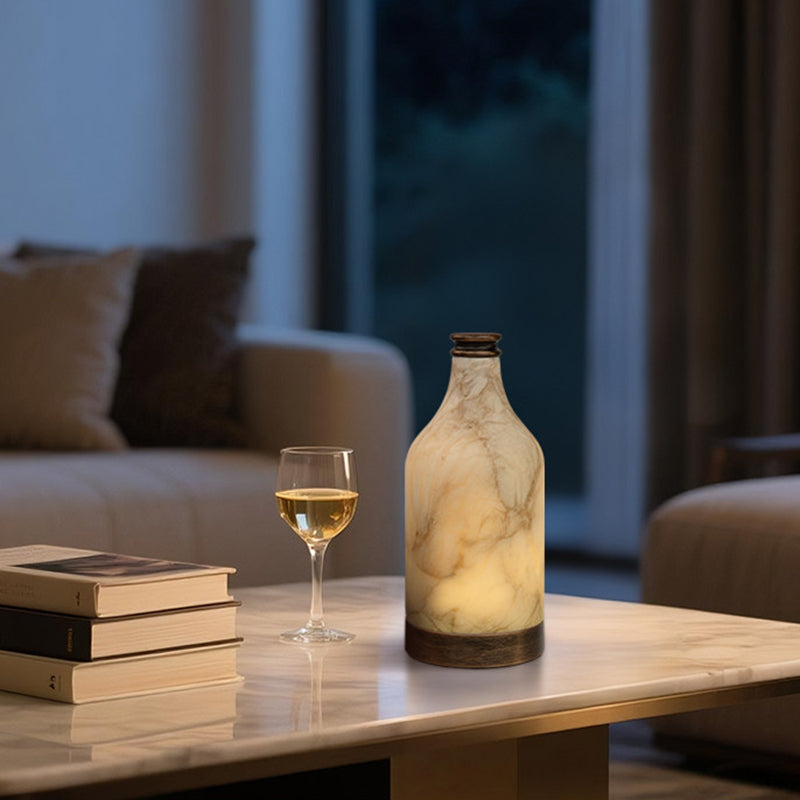 Modern Natural Alabaster LED Table Lamp – USB Powered Touch Control, Warm White 3000K
