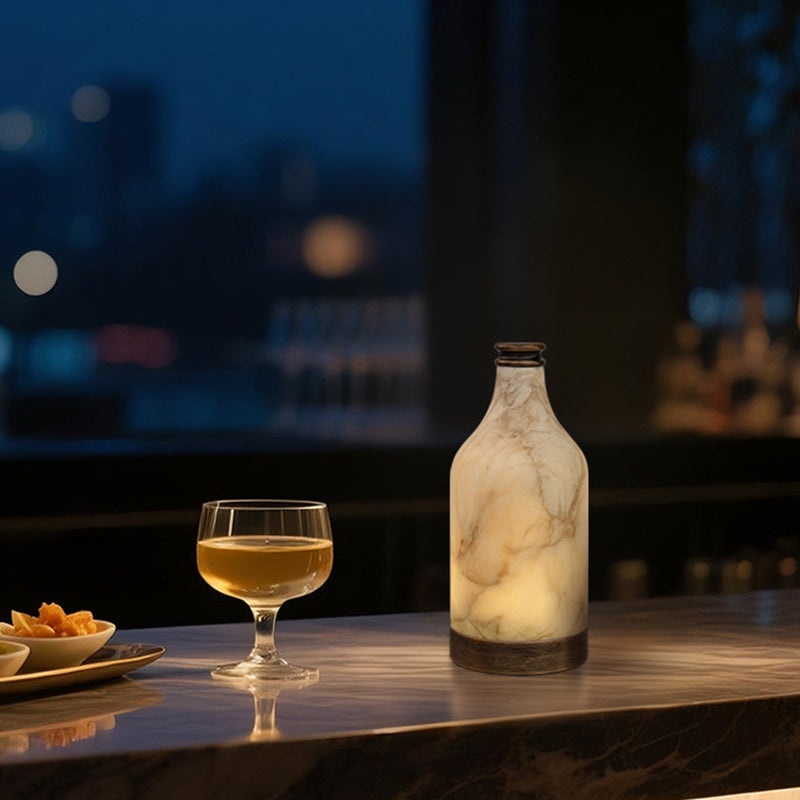 Modern Natural Alabaster LED Table Lamp – USB Powered Touch Control, Warm White 3000K