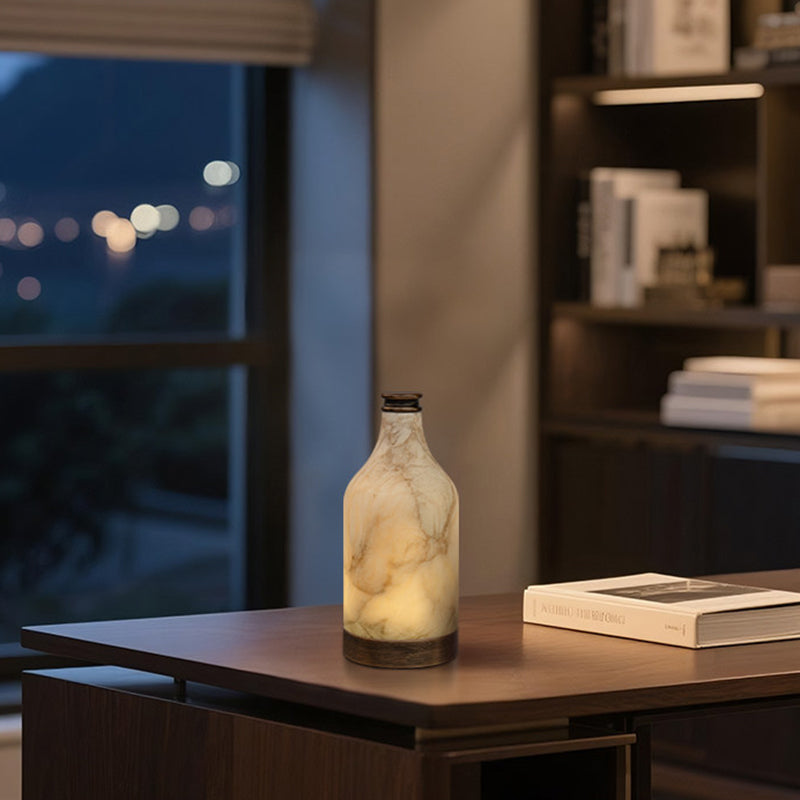 Modern Natural Alabaster LED Table Lamp – USB Powered Touch Control, Warm White 3000K