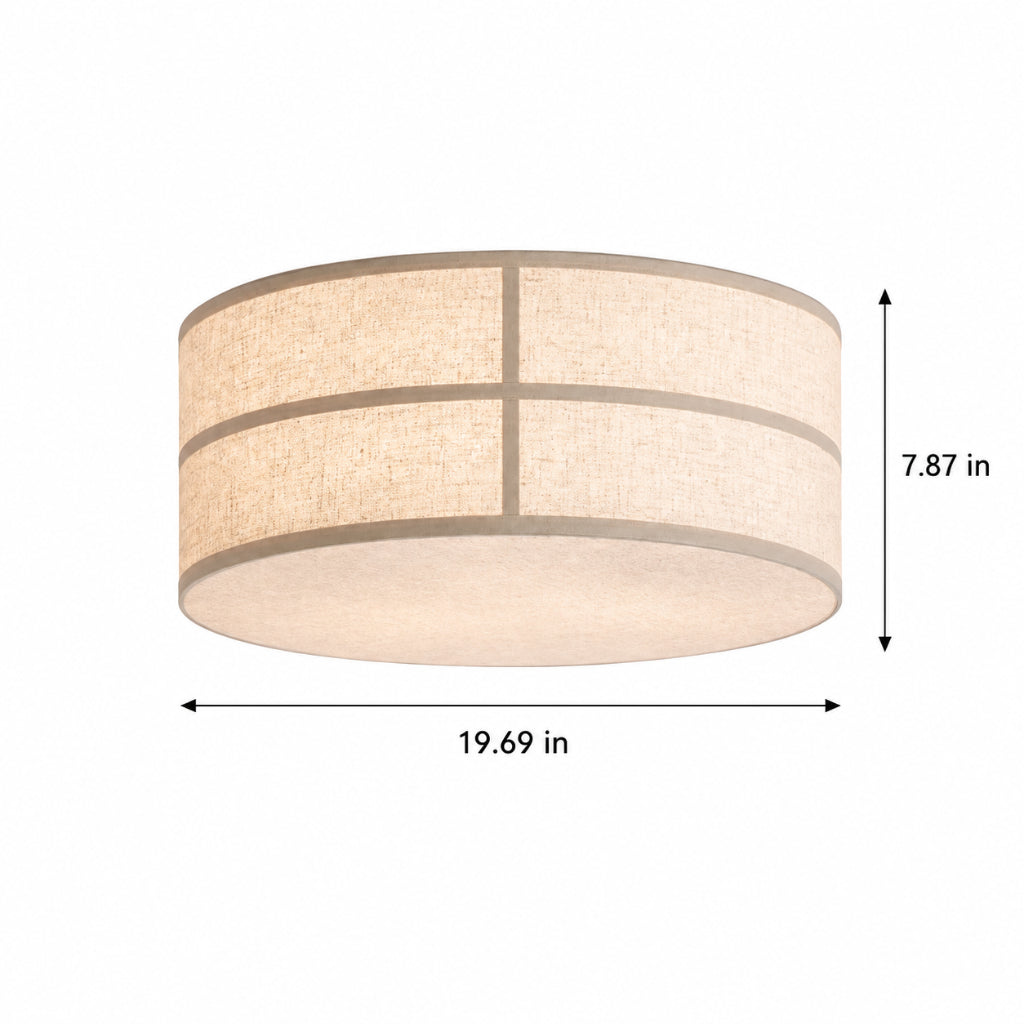 Hashira Wabi-Sabi Linen Ceiling Light – 3-Light Round LED Fixture for Bedroom & Living Room, 110V