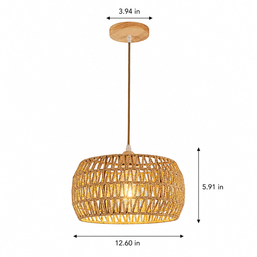 Bohemian Rattan Pendant Light – Handwoven Vine Ceiling Fixture for Living Room, Dining Room & Entryway