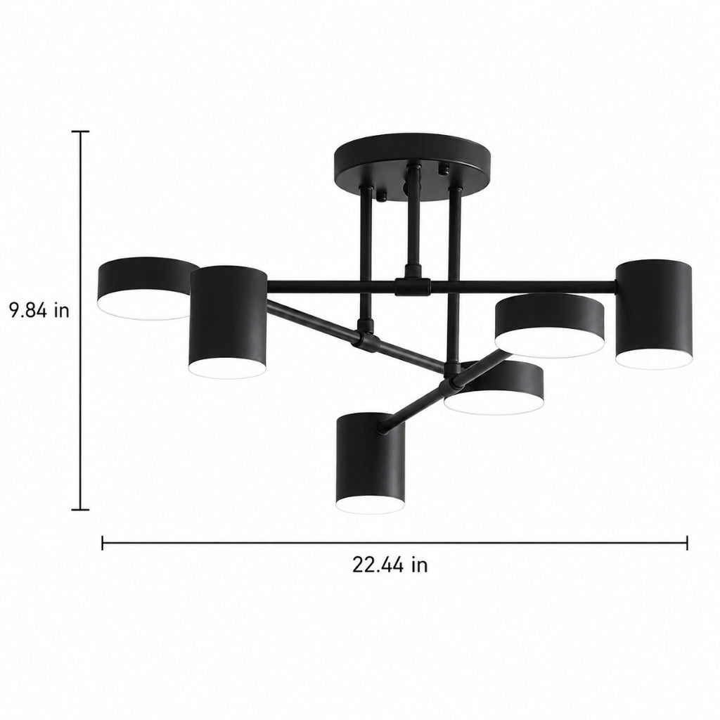 Nordic 6-Light Modern Ceiling Light – Black, Gold & White LED Fixture for Living Room, Bedroom & Dining Room