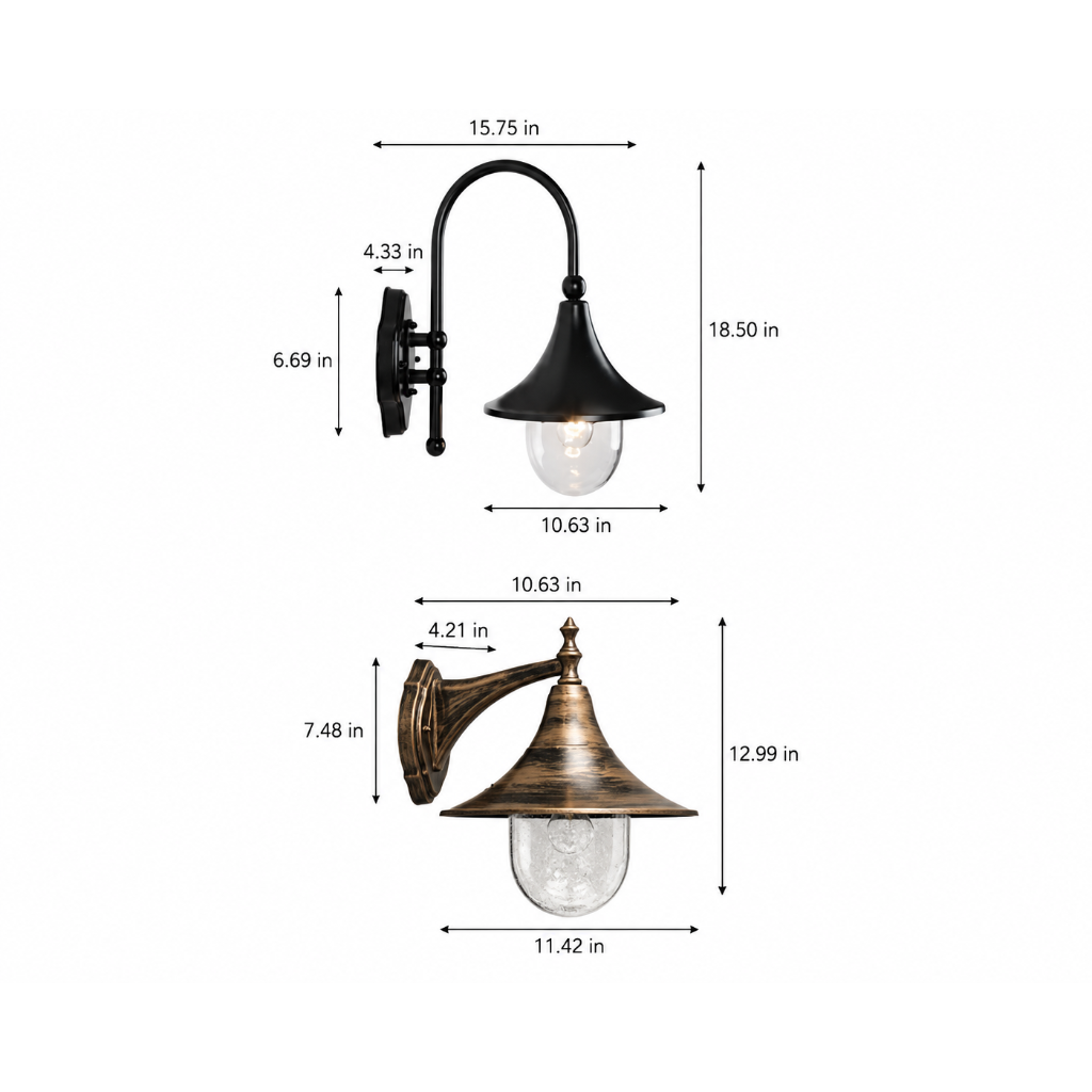 Nordic Minimalist Waterproof Outdoor Wall Sconce – Black & Bronze Cement Plaster LED Porch Light for Entryway, Balcony, Patio & Exterior Walls