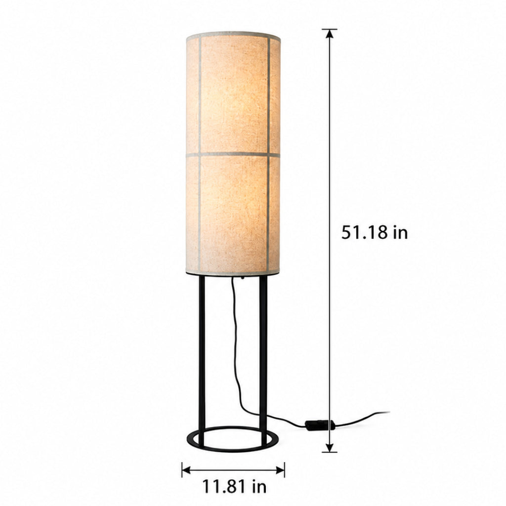 Modern Fabric Floor Lamp with Linen or White Shade, LED Standing Lamp, Iron Frame, 110V US Plug