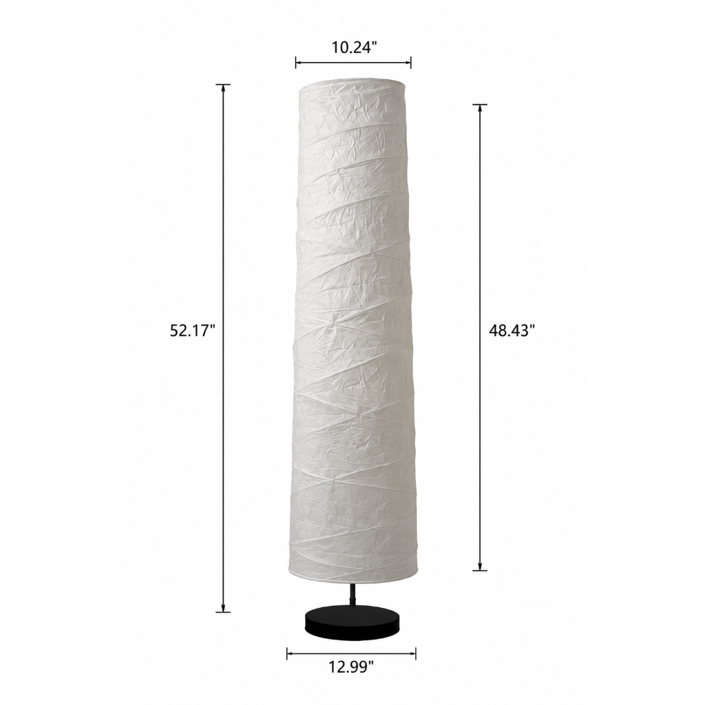 Scandinavian Nordic Floor Lamp with Paper Shade, Modern Minimalist Standing Lamp