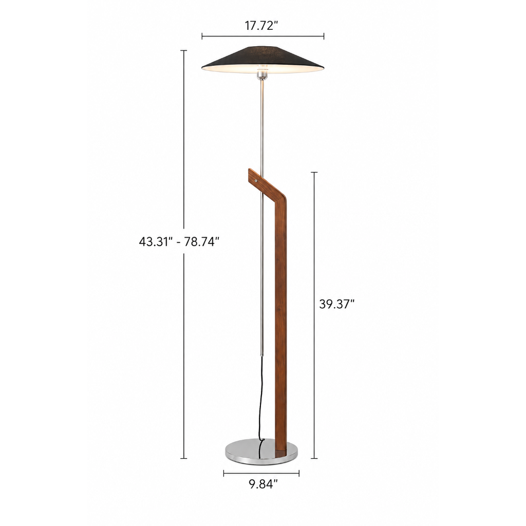 Nordic Japanese Adjustable Floor Lamp – Wood Standing Lamp with Linen Shade, 3-Color Lighting & Dimming, 110V US Plug