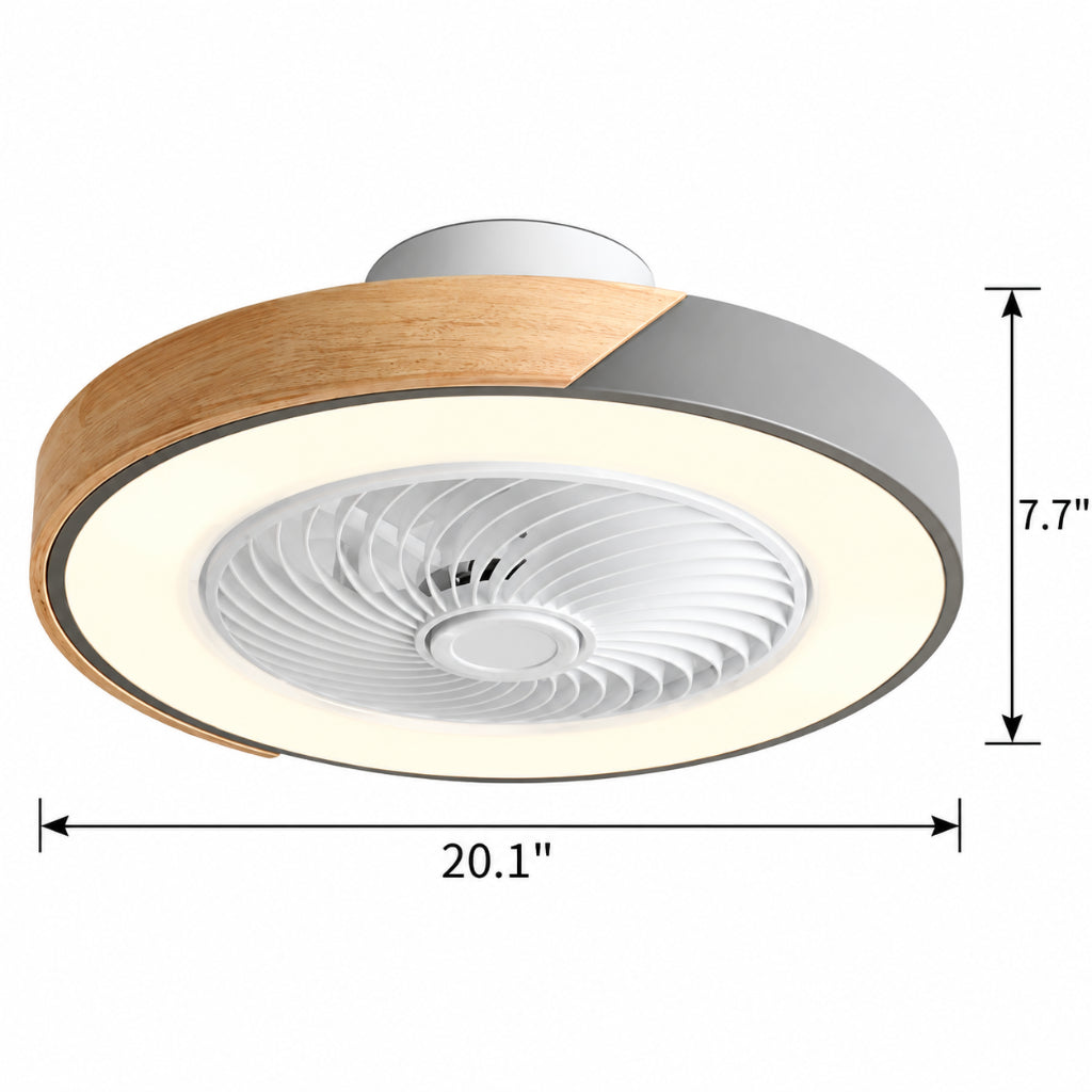 Macaron Compact Ceiling Fan with Wood Trim, 19.7" LED, 6 Colors Velumoza