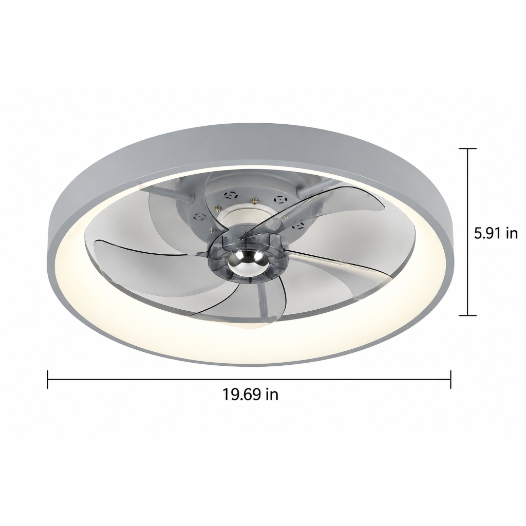 19.7" Nordic Small Ceiling Fan Light, 3-Color LED, Remote & App Velumoza