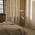Nordic Japanese Adjustable Floor Lamp – Wood Standing Lamp with Linen Shade, 3-Color Lighting & Dimming, 110V US Plug