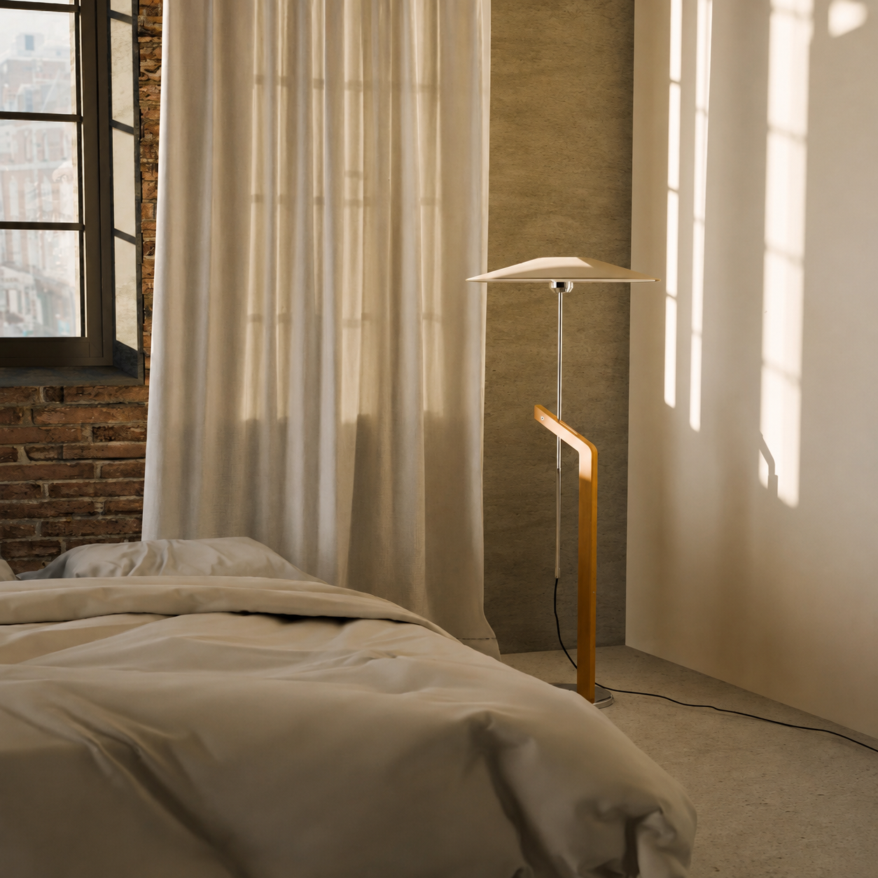Nordic Japanese Adjustable Floor Lamp – Wood Standing Lamp with Linen Shade, 3-Color Lighting & Dimming, 110V US Plug