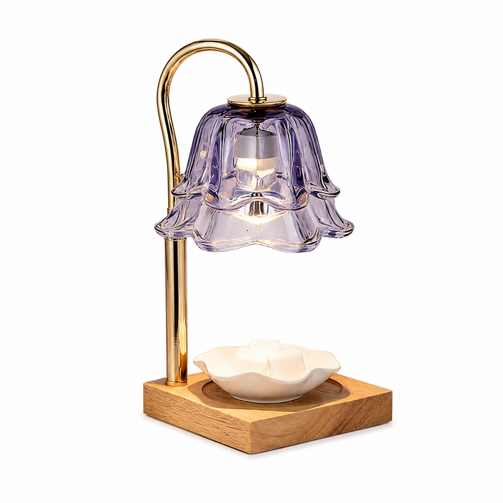 Creative Lily of the Valley Wax Melt Lamp | Oak Wood Aromatherapy Candle Warmer