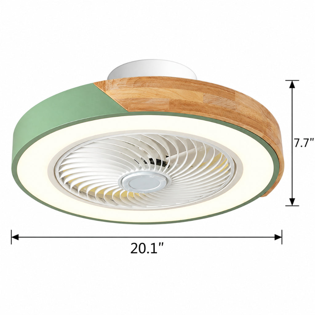 Macaron Compact Ceiling Fan with Wood Trim, 19.7" LED, 6 Colors Velumoza