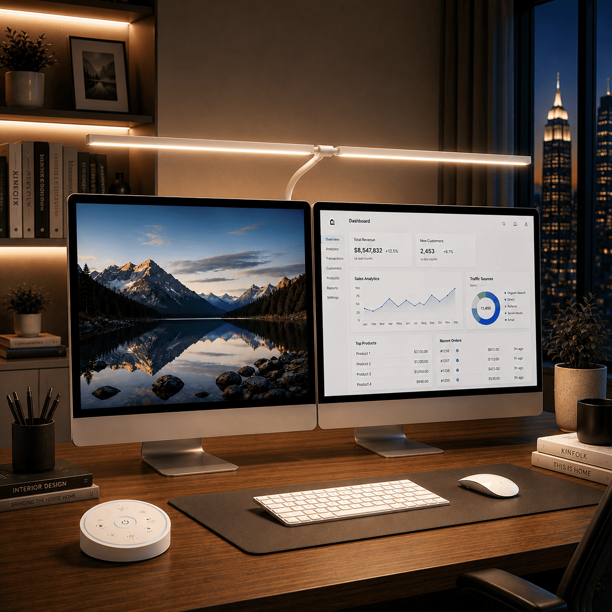 LED Desk Lamp for Home Office – 24W Dual Head Desk Lamp with Wireless Remote