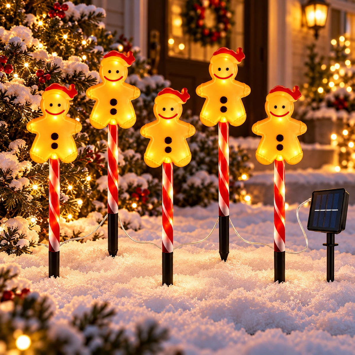 Christmas Figure Stake Lights, Yard Christmas Decorations, Solar or Battery Velumoza