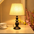 Modern European Style Bedside Table Lamp – Vintage Fabric Shade Night Light with US Plug & 110V Cord