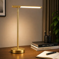 Modern Linear LED Desk Lamp, Adjustable Angle, Brushed Copper, Integrated 24W LED, 3 Color Temperatures