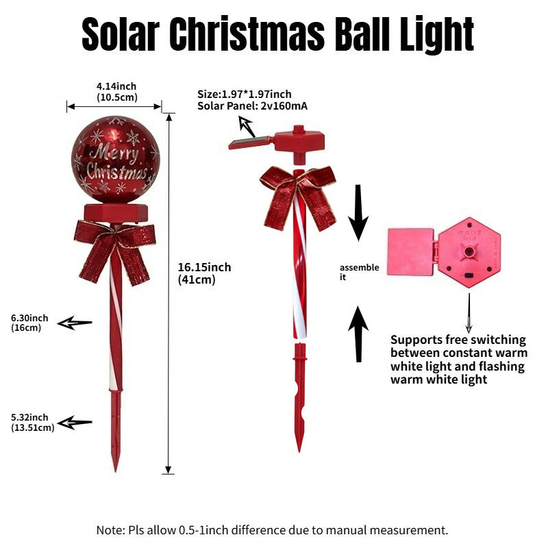 New solar-powered Christmas garden stake lights, snowflake-shaped glowing Christmas balls, outdoor waterproof lawn lights Velumoza