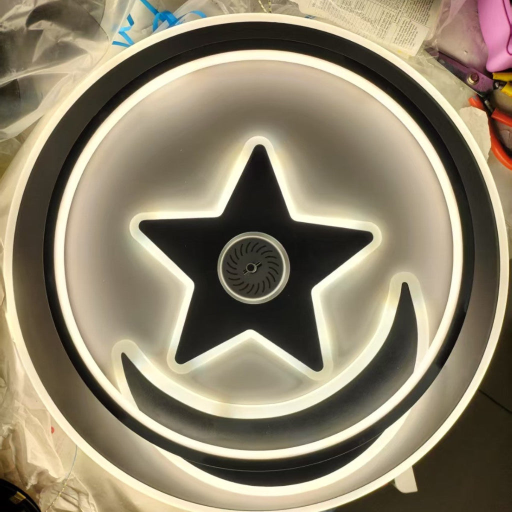19.7" Star & Moon Bedroom Ceiling Fans, 60W LED, Voice & Remote Velumoza