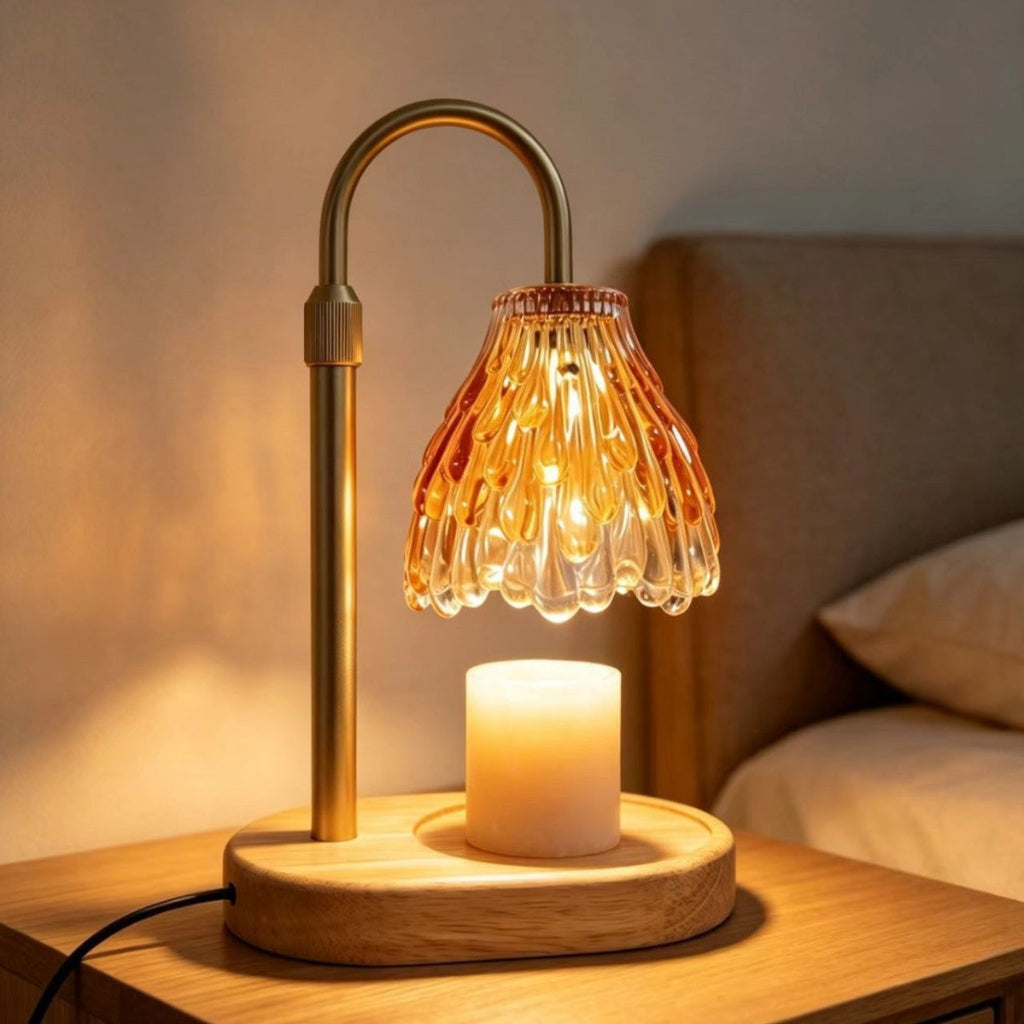 Candle Warmer Table Lamp with Flower Shade & 2 Bulbs Included Velumoza