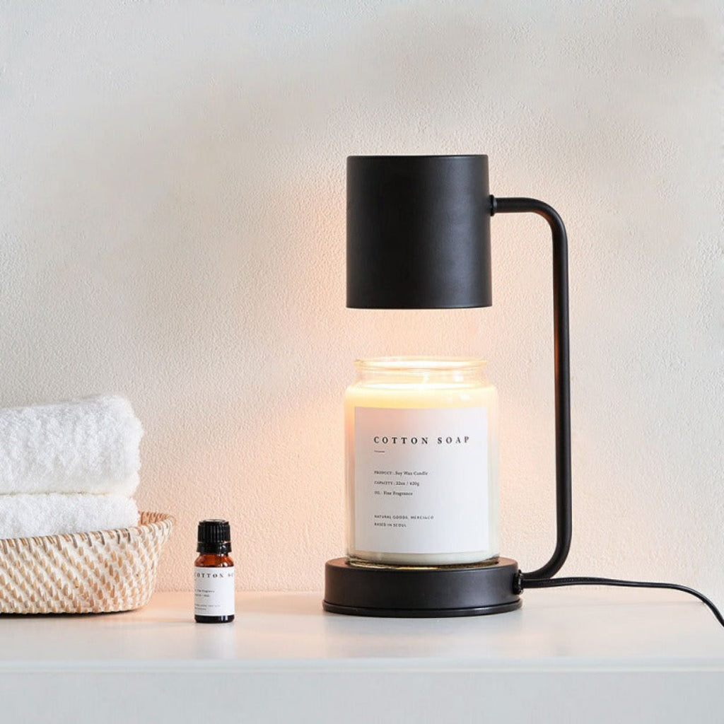 Candle Warmer Table Lamp with Iron Can Shade & 2 Bulbs Included Velumoza