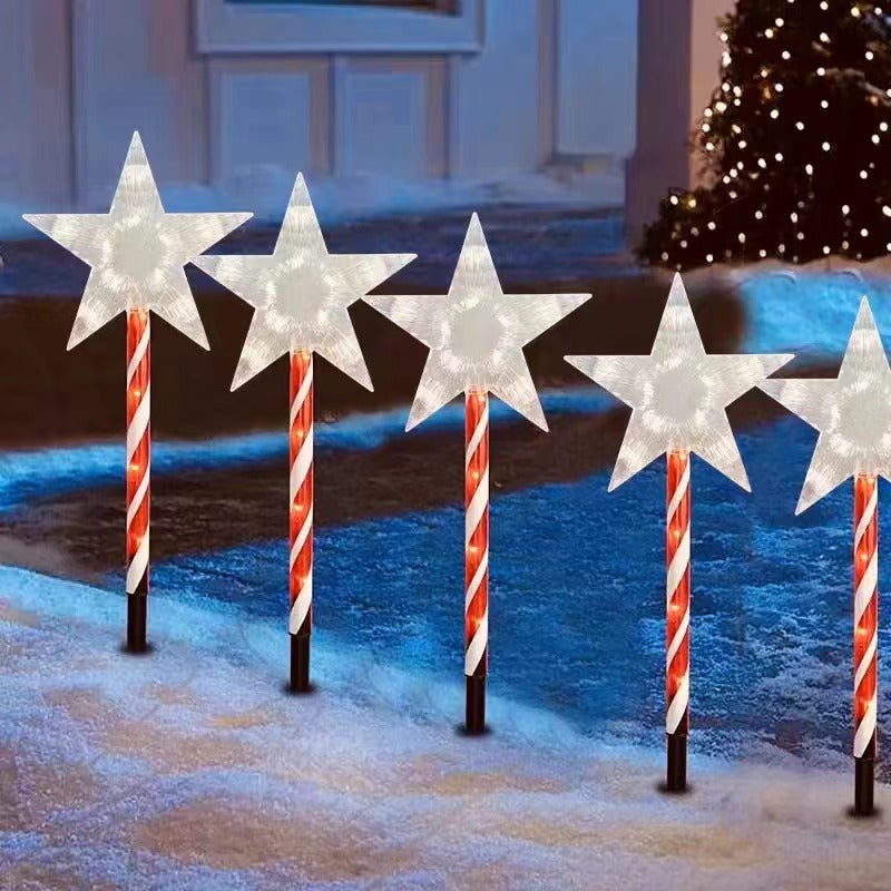 New LED Christmas five-pointed star snowflake ground lights Santa Claus outdoor courtyard garden lawn decoration lights Velumoza