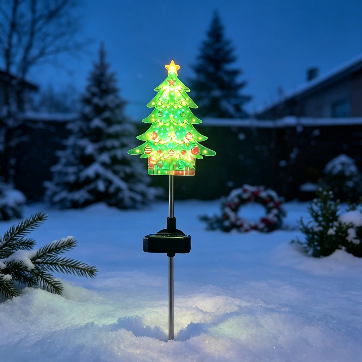 2026 New Model Christmas Tree Solar Ground Lights Outdoor Lawn Garden Christmas Atmosphere Flashing Decorative Lights Velumoza