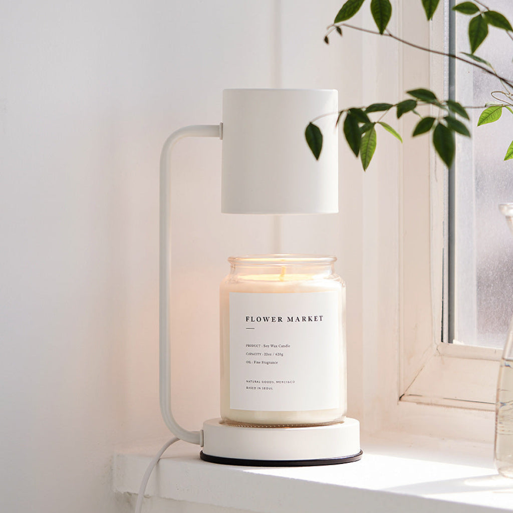 Candle Warmer Table Lamp with Cylinder Shade, Dimmer or Timer Velumoza