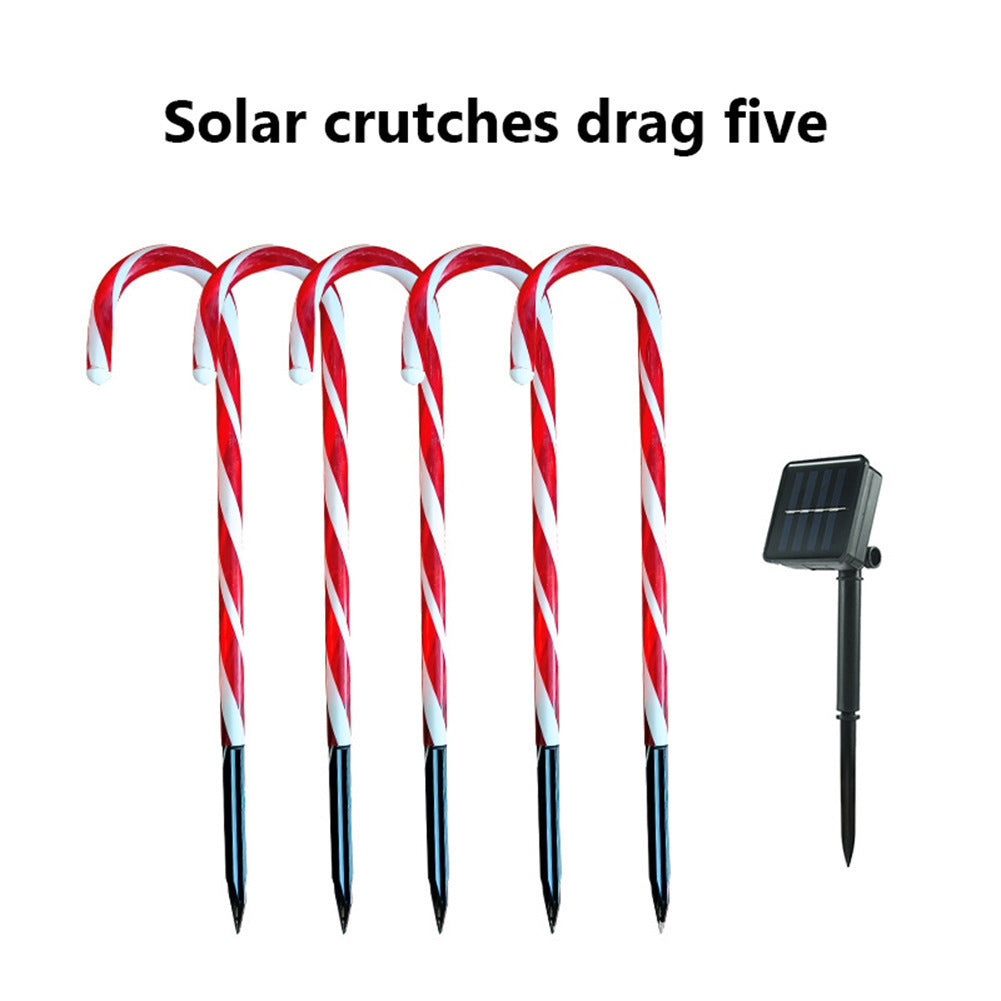 Cross-Border New Solar Christmas Cane Light Led Light Outdoor Courtyard Light One to Five Plug-In Cane Christmas Light Velumoza