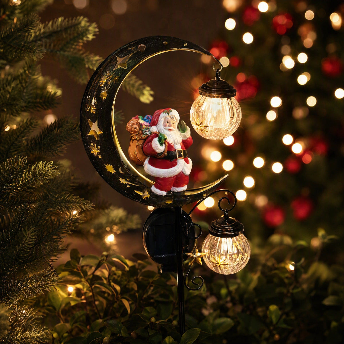 Christmas Solar Santa Claus Ground Lights Outdoor Courtyard Garden Christmas Decorative Lawn Lights for the Christmas Season Velumoza