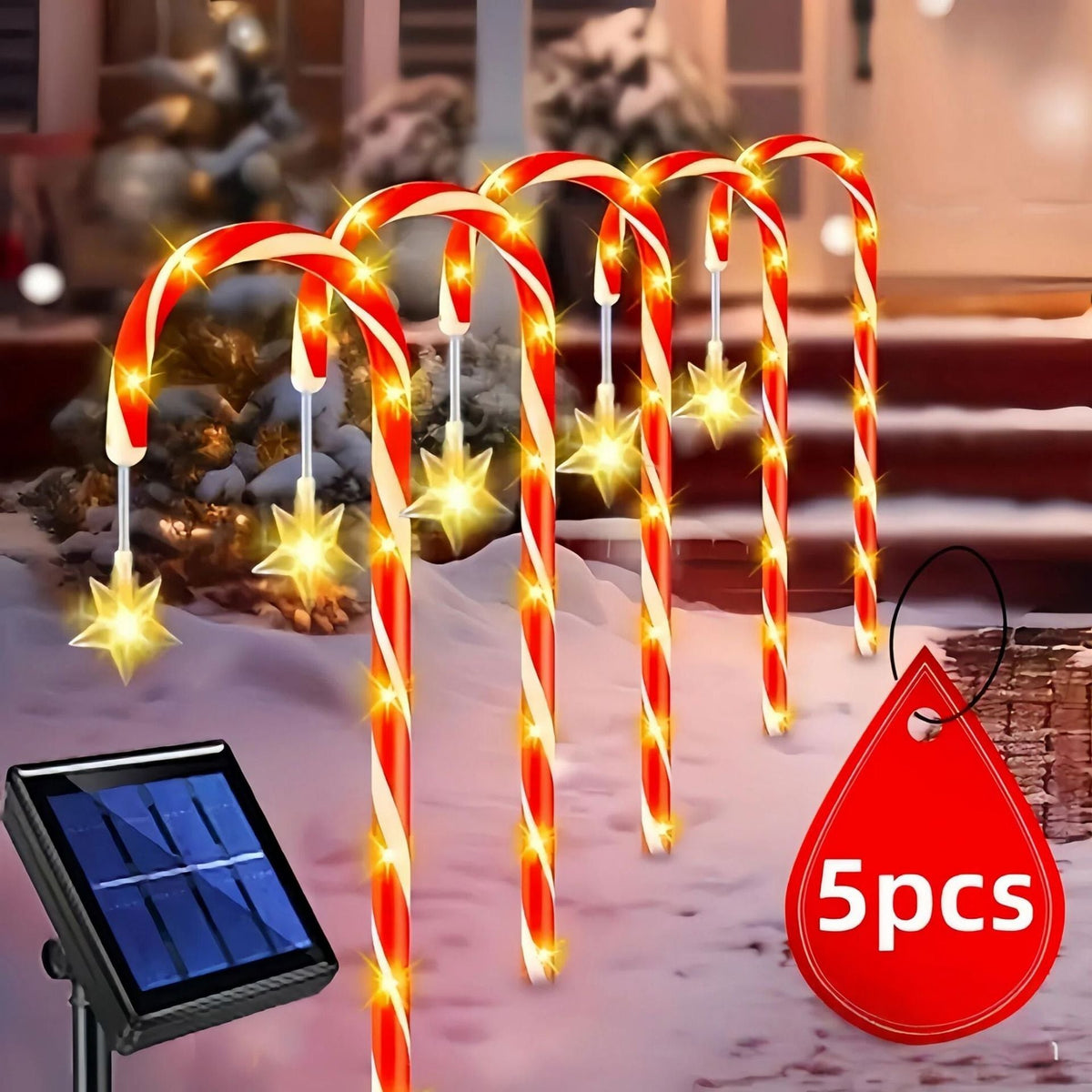 Cross-border solar-powered cane ground lights, Christmas atmosphere lights, outdoor garden lights, waterproof landscape decorative LED lights Velumoza