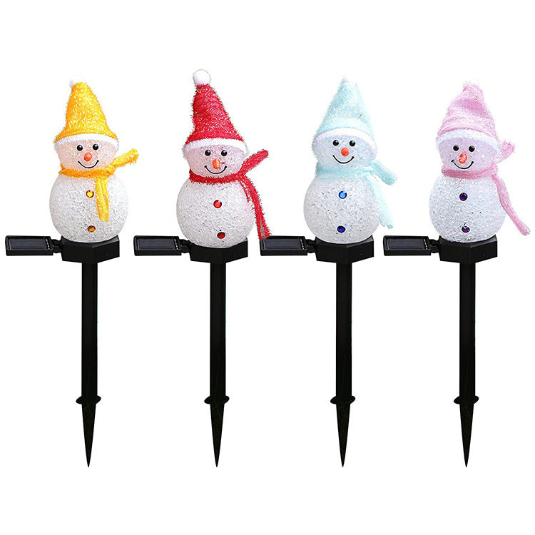 Solar Snowman Ground Lamp Christmas Decoration Atmosphere Outdoor Courtyard Garden Lawn Lamp Christmas Night Light Snowman Velumoza