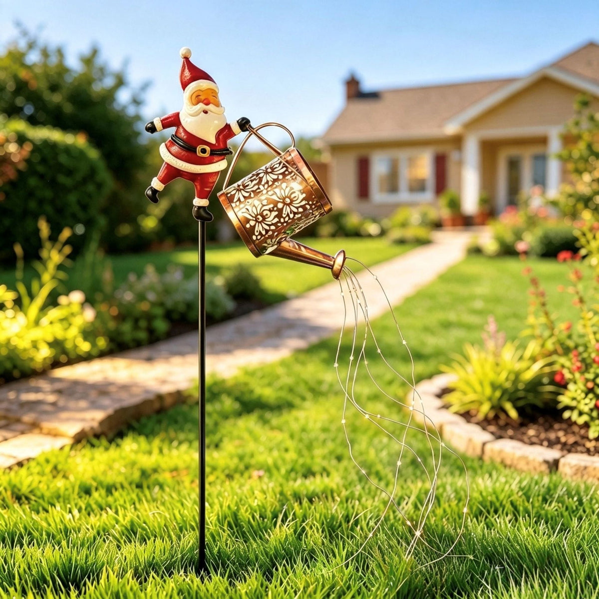 Amazon's Best-Selling Led Christmas Solar-Powered Santa Claus Kettle Ground Stake Light Outdoor Garden Decoration Light Ip44 Velumoza