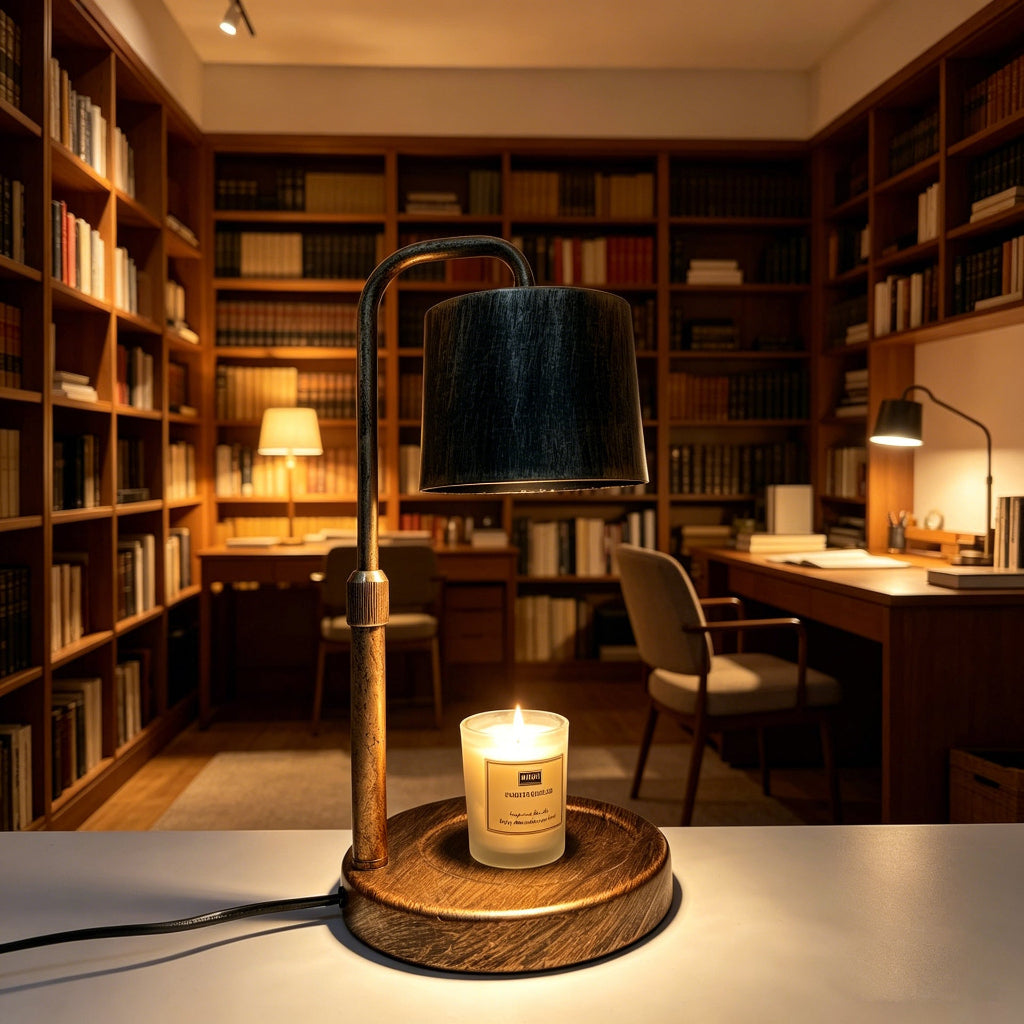 Candle Warmer Table Lamp with Bronze Metal Finish & Dimmer Switch Velumoza